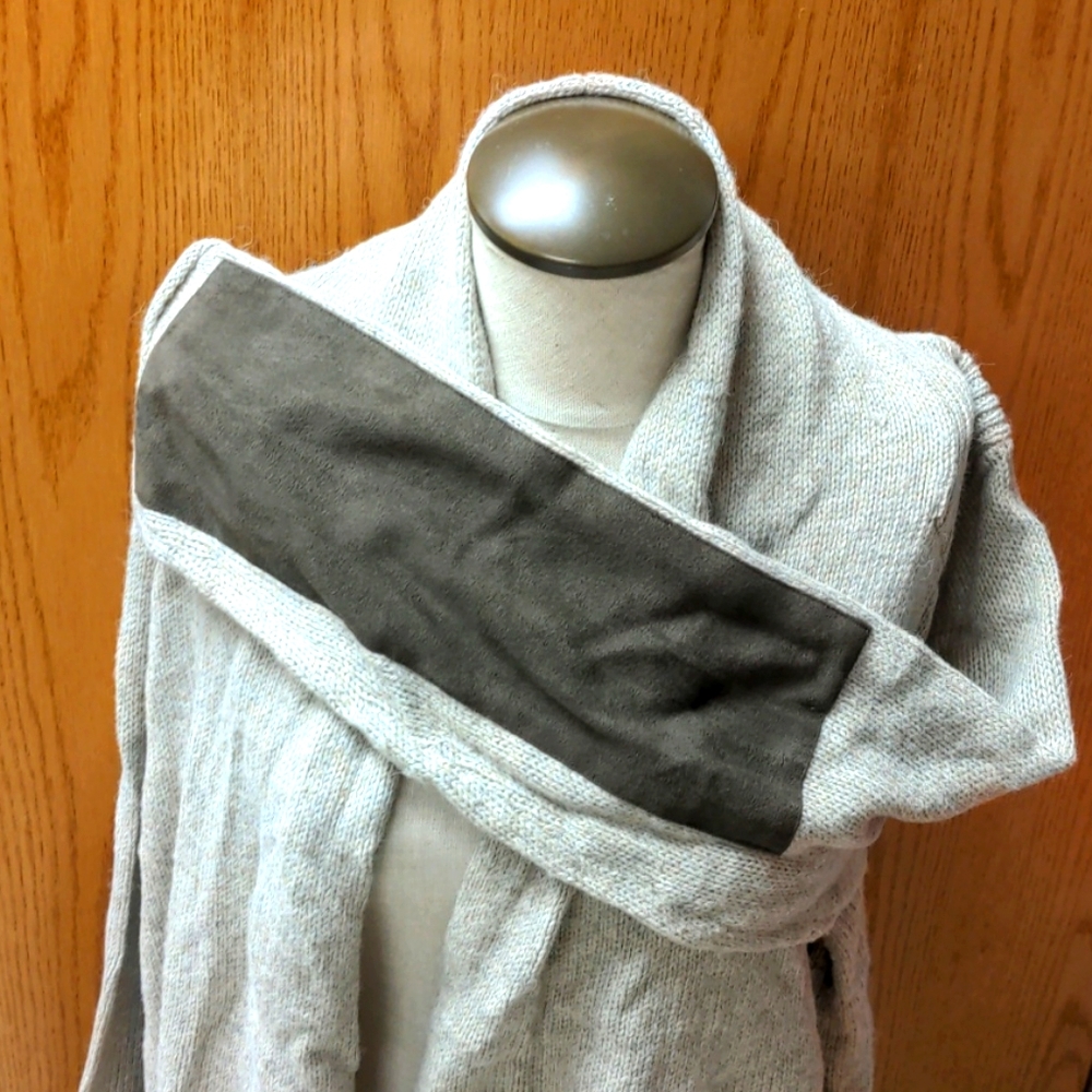 Draped cardigan with ultra suede sleeves